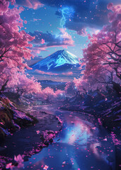 fantasy landscape with moon