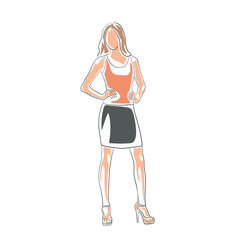 Business woman standing with hands on hips, isolated vector illustration