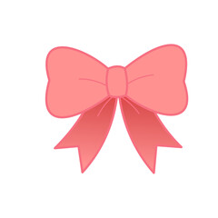 Simple Pink Bow Illustration on White Background