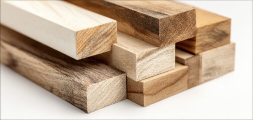 The wooden planks stacked in a clean studio composition with natural grain detail