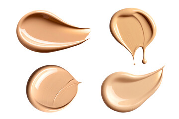 Isolated liquid foundation and smudge smear on white background.