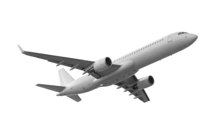 Sleek modern jetliner ascends powerfully into the sky