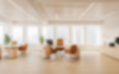 Modern office workspace interior design blurred background