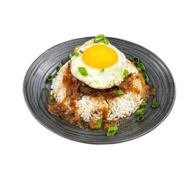 thai basil pork stir fry, loco moco