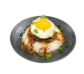 thai basil pork stir fry, loco moco