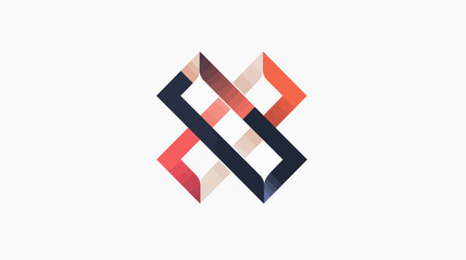 Obraz premium Geometric interlocking shapes with subtle color gradients on a white background