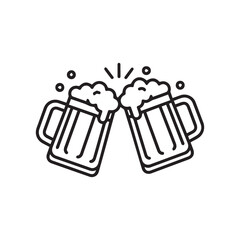 Cheers to good times two overflowing beer mugs clinking together