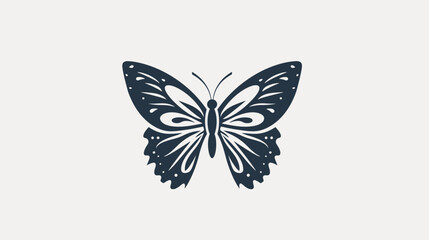Silhouette of a detailed butterfly with intricate wing patterns on a pale background