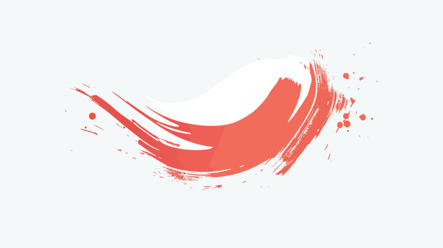 A dynamic red brushstroke sweeps across a minimalist white background