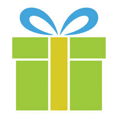 Illustration of a green gift box with a yellow ribbon