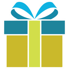 Illustration of a teal gift box with a light green ribbon