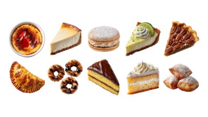 American & Latin American Desserts - Key Lime Pie, Alfajores, Cheesecake, Flan, Beignet, Tres Leches, Boston Cream Pie, Empanada, Picarones, Pecan Pie