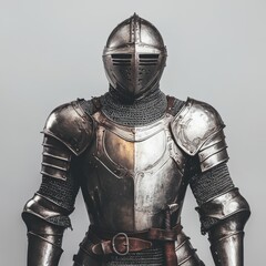 Fototapeta premium A medieval knight, dressed in impressive armour, is set against a transparent background to produce a dramatic and striking image