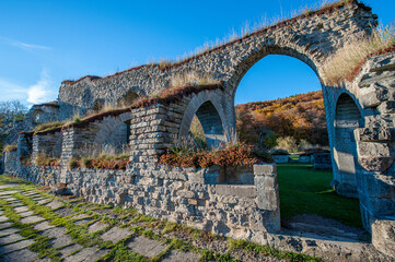 Ruins of Alvastra Abbey during autumn. This Cistercian monastery was founded in 1143 at Alvastra in county Östergötland, Sweden