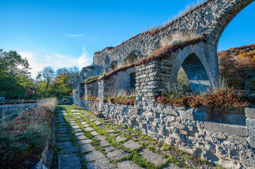 Ruins of Alvastra Abbey during autumn. This Cistercian monastery was founded in 1143 at Alvastra in county Östergötland, Sweden