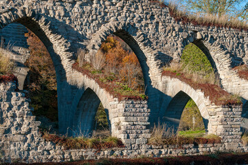 Ruins of Alvastra Abbey during autumn. This Cistercian monastery was founded in 1143 at Alvastra in county Östergötland, Sweden