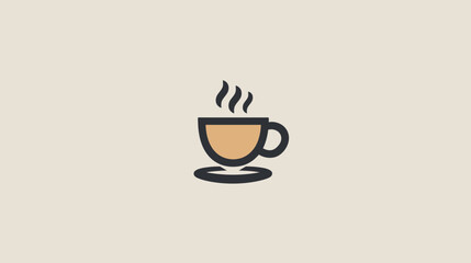 A simple, stylized illustration of a steaming cup of coffee on a saucer