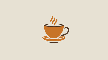A brown cup and saucer with steam rising from the cup