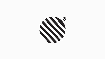 Black diagonal stripes on a circle with a small wave symbol