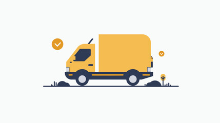 Yellow delivery truck with checks, symbolizing successful transport