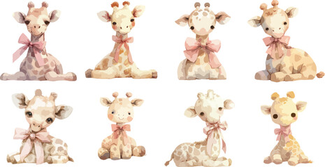 Watercolor Nursery Giraffes Clipart