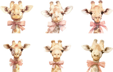 Watercolor Nursery Giraffes Clipart