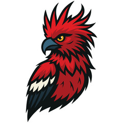 Obraz premium Cartoon Style Detailed Illustration Bird with Red Feathers Wildlife Mascot
