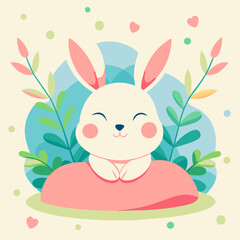 Fototapeta premium Vector image of a cute bunny in a cute cartoon children's style.
