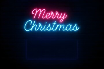 Merry Christmas neon glowing text.