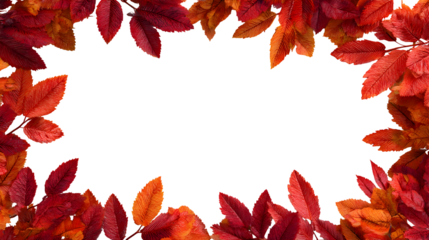 Autumn leaves frame isolated on white background for seasonal design projects