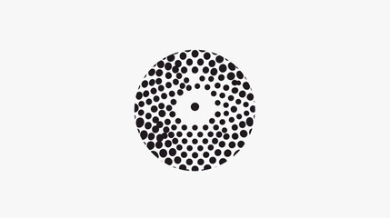 Black circles of varying sizes arranged concentrically on a white background