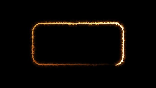 Glowing neon fire frame on black, webcam border facecam overlay.