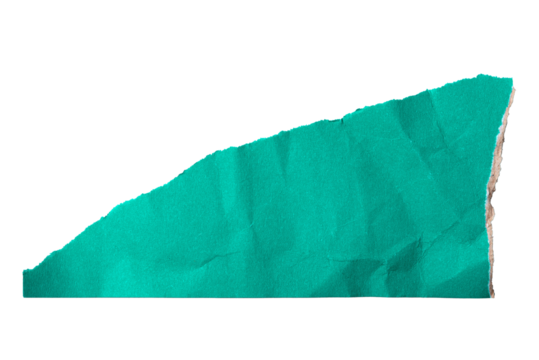 Green torn cardboard isolated on a transparent background