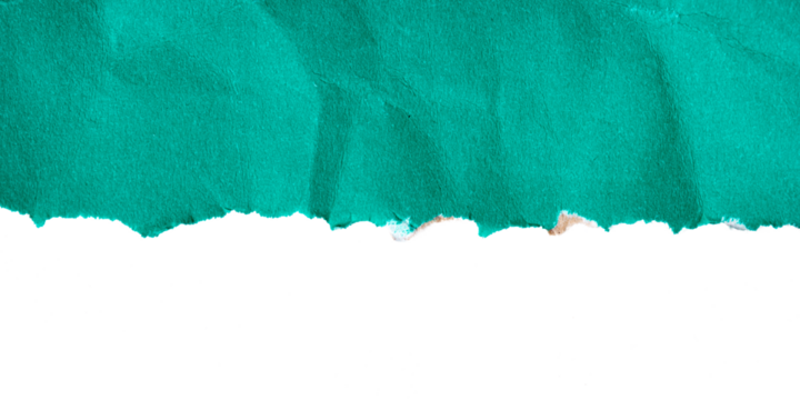 Green torn cardboard isolated on a transparent background