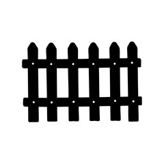 A black silhouette of a classic picket fence used for decoration