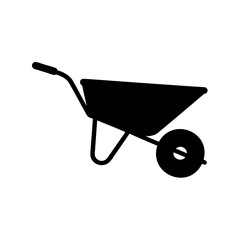 Silhouette of a simple wheelbarrow, ideal for landscaping and construction work