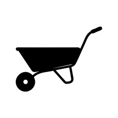 Black silhouette of a wheelbarrow on a white background illustration design