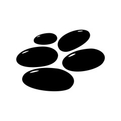 Monochrome illustration of five smooth oval stones arranged in a pleasing manner