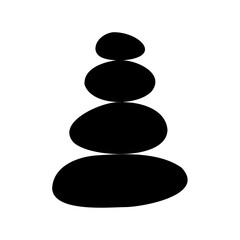 Black silhouette of stacked smooth stones for zen balance and meditation practice