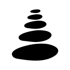Simple graphic illustration of a stacked rock cairn on a white background
