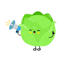 Cabbage character shouting with a megaphone