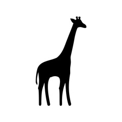Silhouette of a Giraffe on White Background, Minimalist Design