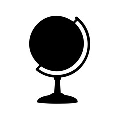 Simple Black and White Globe Illustration on a Stand for Education