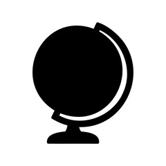 Black silhouette illustration of a globe on a stand for educational use