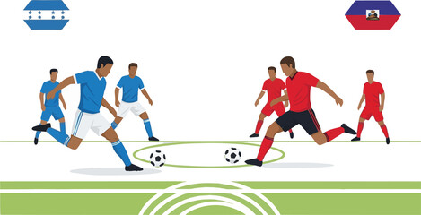 Fototapeta premium Soccer players in action on the field during a match.