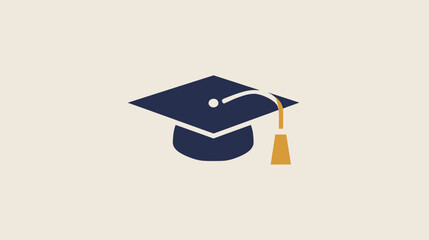 A stylized graduation cap with a tassel on a light background