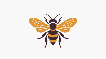 Stylized insect with orange wings and black and yellow striped body