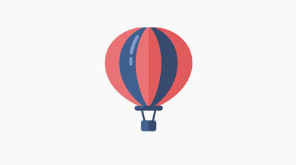 Obraz premium A stylized hot air balloon with red and blue stripes floats against a white background