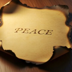 Vintage Burnt Paper with the Word “PEACE” Written on It