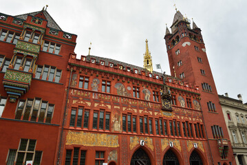 Basel Townhall with Elaborate Facade, Switzerland